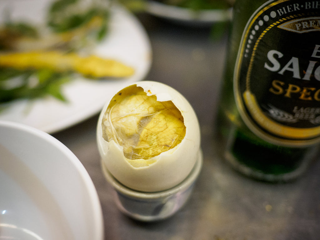 fertilized duck egg on Snail Street in Saigon Vietnam